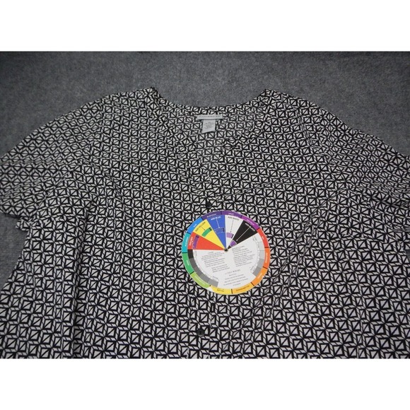 Catherines Button Up Shirt Top Women's‎ Plus Size 1X Black White Geometric - Picture 2 of 7